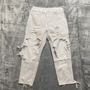 American Eagle Outfitters Mom Jean Distressed Skinny Jeans Women's Size 12 Gray